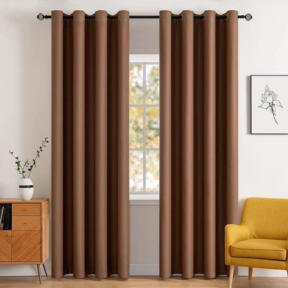 Brand New Miulee Cappuccino Brown Thermal Blackout Curtains – Set of 2